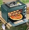 Vistanics 25L Outdoor Portable Gas Oven Stove Combo &ndash; Camping Baking Oven with Stove Top Burner, Grill Rack &amp; Drip Tray &ndash; Compact Travel Cooking Appliance &ndash; Green