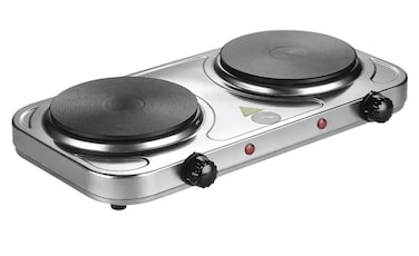 Double Hot Plate Electric Cooker Portable Dual Burner Electric Stove, Adjustable Temperature Control, Compact Countertop Cooktop for Home, Office, Dorm &amp; Travel, Black