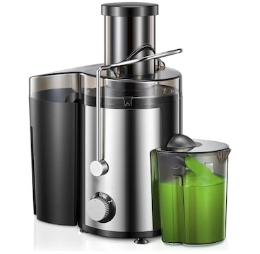 Centrifugal Juicer Machine, 65mm Wide Mouth Juice Extractor for Fruits & Vegetables, 2-Speed Juicer with 1L Pulp Container & 550ml Juice Jug, Stainless Steel Powerful Juice Maker