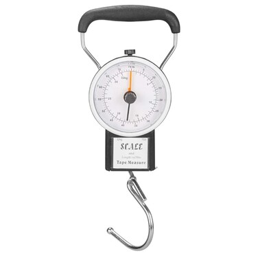 Portable Hanging Weighing Scale 32kg/75lb – Heavy Duty Analog Spring Balance with Hook for Travel Luggage, Fish, Meat & Outdoor Use