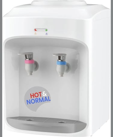 Table Top Water Dispenser Hot &amp; Normal &ndash; Compact Countertop Water Cooler with 0.6L Hot Tank, Ergonomic Taps, Indicator Lights &amp; Power Switch for Home &amp; Office