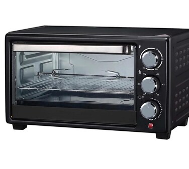 Electric Oven 18 Litres Capacity, 100-250℃ Temperature Control, 60 Minutes Timer, Rotisserie, Inner Lamp, Stainless Steel Heating Element (1280W) NEO20 Black