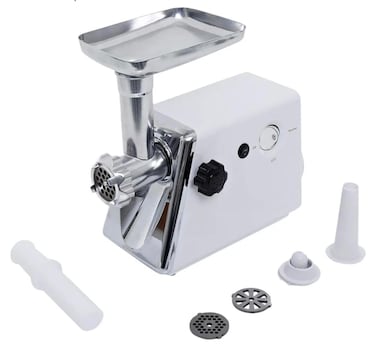 Meat Grinder with Stainless Steel Blades, Powerful Copper Motor, Reverse Function, Sausage, Kubbe &amp; Food Pusher Attachments- Perfect for Grinding Ground Meat for Burgers, Sausages, Meatballs