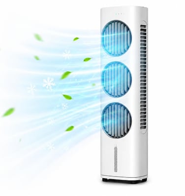 20L Air Cooler with Cooling &amp; Humidification, 5 Speeds, 9-Hour Timer, Touch Control Panel, Swing Function, Energy Efficient 50W, Quiet Operation