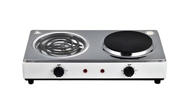 Double Electric Stove 2000W&ndash; Portable Dual Burner Hot Plate with Spiral &amp; Solid Cast Iron Plates  Electric Kitchen Stove