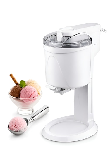 1L Electric Ice Cream Maker Machine, 18W Automatic Soft Serve Frozen Yogurt & Dessert Maker, Home DIY Ice Cream Machine with Easy One-Touch Operation, White