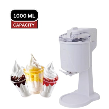 1L Homemade Ice Cream Maker Machine, 18W Soft Serve Frozen Yogurt Maker with Easy Operation, Compact Electric Dessert Machine for Home