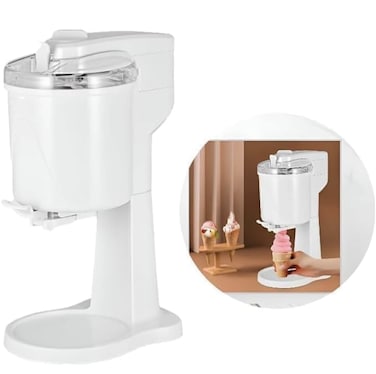 Automatic Ice Cream & Frozen Yogurt Maker 1L, 18W Electric Soft Serve Machine for Homemade Gelato, Sorbet & Frozen Desserts, White