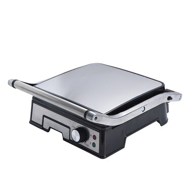 Heavy Duty 4 Slice Electric Panini Grill Press &ndash; Non-Stick Sandwich Maker with Floating Hinge, Oil Drip Tray &amp; Fast Heating Plates