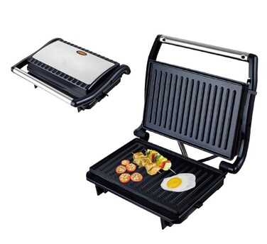 Electric Sandwich Maker &amp; Grill &ndash; Fast Heating Triangle Plate Panini Press with Cool Touch Handle for Sandwiches, Meat &amp; Fish