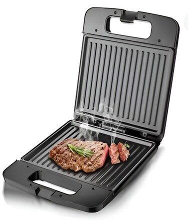 Electric Sandwich Maker &amp; Grill &ndash; Non-Stick Floating Plate Panini Press with Cool Touch Handle, Black