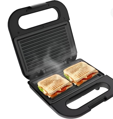 2 Slice Non-Stick Sandwich Maker &amp; Panini Press Grill &ndash; 750W Electric Toaster with Cool Touch Handle, Black