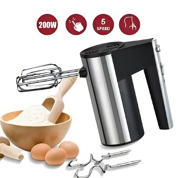 Hand Mixer with 5 Speed Control, Stainless Steel Egg Beaters & Dough Hooks, Electric Kitchen Mixer with Eject Button for Cakes, Cookies, Brownies, Cream & Dough Mixing