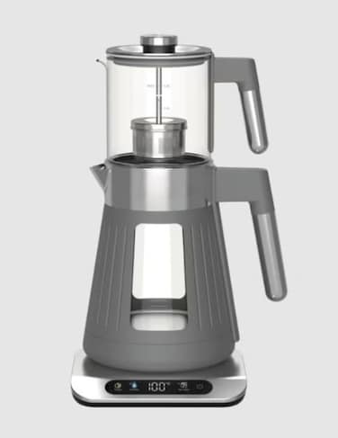 Tea Maker Set with 1.7L Kettle & 0.8L Teapot – 1500W Electric Turkish Tea Maker with 4 Function Settings, Stainless Steel Tea Brewer, Grey