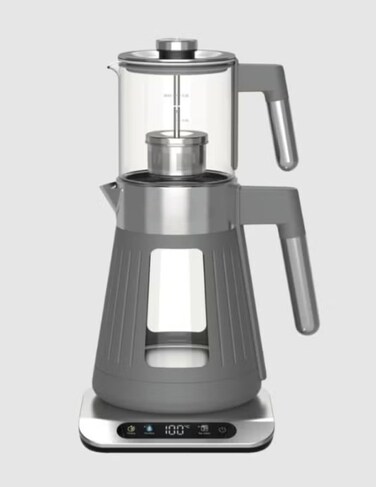 1.7L Tea Maker with 0.8L Teapot – 1500W Stainless Steel Electric Tea Brewer, 4 Modes Tea Machine for Turkish Tea, Hot Water & Herbal Tea, Grey