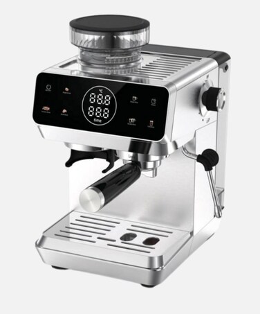 Professional Espresso Maker with Coffee Grinder – Touch Panel Coffee Machine, Perfect Espresso & Milk Froth, Stainless Steel Cup Warming Plate, 1.8L Water Tank