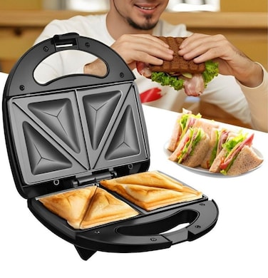 2 Slice Grill Sandwich Maker &ndash; Non-Stick Toast &amp; Panini Maker with Overheat Protection, Power &amp; Ready Indicator Lights for Quick Breakfast
