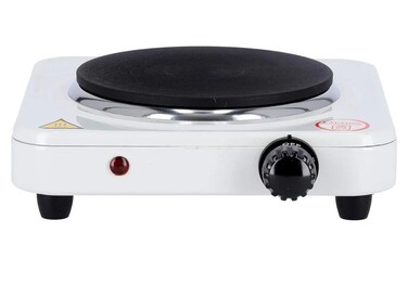 Single Electric Hot Plate 1000W &ndash; Portable Cast Iron Burner with Adjustable Temperature Control, Overheat Protection &amp; Non-Slip Feet for Cooking &amp; Camping