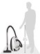 Portable Bagged Vacuum Cleaner, 24kPa Strong Suction, Stepless Electronics Speed Control, Auto Cord Rewind, Smooth Rollers for Home Cleaning, Gray