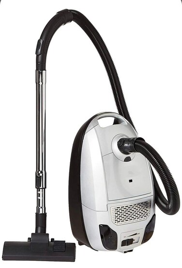 Portable Bagged Vacuum Cleaner, 24kPa Strong Suction, Stepless Electronics Speed Control, Auto Cord Rewind, Smooth Rollers for Home Cleaning, Gray