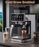 Professional Espresso Machine with Grinder, Digital Touch Screen Coffee Maker, 20 Grind Settings, Steam Wand & Dual Cup Brewing System