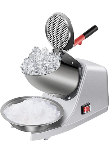 300W Double Blade Electric Ice Shaver Crusher Machine, Stainless Steel Snow Cone Maker, Fast Shaved Ice Machine for Ice Cream, Cocktails, Cold Drinks, Fruit Desserts & Seafood Display
