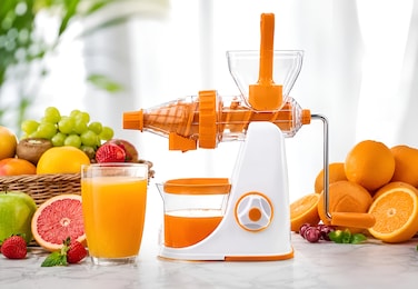 Grand Fruit &amp; Vegetable Juicer, BPA-Free Manual Juicer with Stainless Steel Handle, Extra Juice Extraction, Heavy Duty Citrus Press for Orange, Lemon, Pomegranate and Vegetables