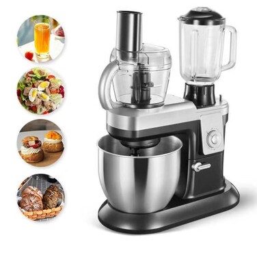3 in 1 Stand Mixer Food Processor with 6.5L Mixing Bowl, 1.5L Blender & 0.8L Chopper – Dough Kneader, Cake Mixer, Meat Grinder, Multifunction Kitchen Machine