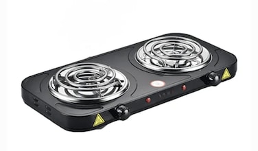 Double Hot Plate Electric Hob Coil Burner – Portable Table Top Cooking Stove, Compact Dual Burner for Home Kitchen, Camping, Boiling, Frying & Heating, Black