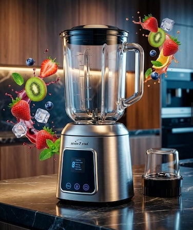 2 in 1 Heavy Duty Blender 1.5L with Grinder – Powerful Multifunction Food Processor, Juicer, Smoothie Maker, Ice Crusher & Stainless Steel Blender for Kitchen Use