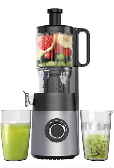 Whole Fruit &amp; Vegetable Slow Juicer, Professional Cold Press Masticating Juicer with High Juice Yield, Quiet Motor, Pulp Separation, Juice Cup Included, Easy to Clean for Healthy Homemade Juice