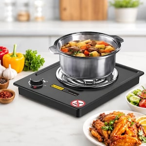 Single Burner Electric Stove 1500W, Portable Hot Plate with Variable Temperature Control, Space-Saving Cooker for Home, Office and Dormitory