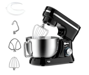 1200W Kitchen Stand Mixer, 5L Stainless Steel Mixing Bowl, 8 Speed Food Mixer with Whisk, Dough Hook & Flat Beater for Cakes, Bread and Desserts