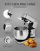 Stand Bowl Mixer 12L, Large Capacity Stainless Steel Mixing Bowl, Pulse Control, Dough Hook, Whisk and Beaters for Baking and Kneading