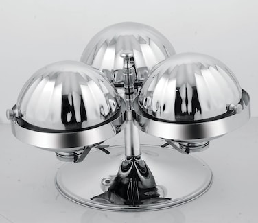 Premium 3 in 1 Rotating Chafing Dish Buffet Set &ndash; Luxury Round Stainless Steel Food Warmer for Hotel, Restaurant, Catering &amp; Banquet Serving