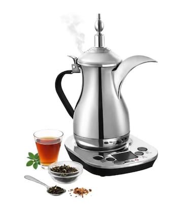 Electric Arabic Coffee Maker Dallah 700ml, Stainless Steel Arabic Coffee Pot with Digital Touch Control, Keep Warm Function, Automatic Coffee Maker for Arabic, Turkish &amp; Gahwa Coffee, Silver