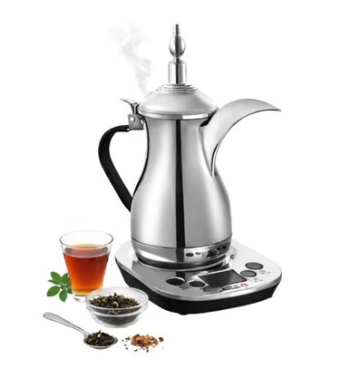 700ml Electric Arabic Coffee Maker, Stainless Steel Dallah with Digital Display, Keep Warm Feature, Automatic Gahwa & Turkish Coffee Pot, Silver