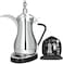 Arabic Coffee Maker Set 1L, Electric Stainless Steel Dallah with Digital Touch Control, Keep Warm Function, Coffee Glasses, Spoon &amp; Storage Jar, Automatic Arabic &amp; Turkish Coffee Machine, Silver