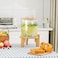 5L Glass Beverage Dispenser with Wooden Stand, Stainless Steel Faucet & Lid, Drink Dispenser for Water, Juice, Iced Tea, Lemonade & Cold Beverages, Refrigerator Friendly