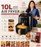 10L Digital Air Fryer, 360° Rapid Hot Air Circulation, Healthy Oil-Free Fryer with Adjustable Temperature Control & 60-Min Timer, Air Fry, Bake, Roast & Grill