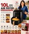 10L Large Capacity Air Fryer, Healthy Oil-Free Cooking with 360° Rapid Air Technology, Adjustable Temperature, 60-Min Timer, Fry, Bake, Roast & Grill
