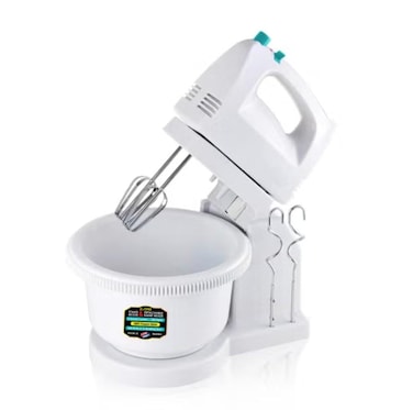 2L Electric Hand &amp; Stand Mixer, 2-in-1 Stand Mixer with Mixing Bowl, 5 Speed Kitchen Mixer, Dough Hooks &amp; Beaters, Compact Baking Mixer for Cake, Cream, Eggs &amp; Dough, White