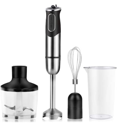 Hand Blender 5-Speed Adjustable with Turbo Function, Immersion Stick Blender Set with Whisk, 500ml Chopper & 700ml Measuring Cup for Smoothies, Soups, Baby Food & Purees