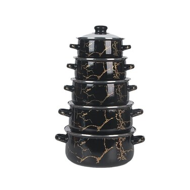 Non-Stick Casserole Pot Set 10 Pieces, Heavy-Duty Cookware with Glass Lids, 16-24cm Cooking Pots, Compatible with All Stove Types