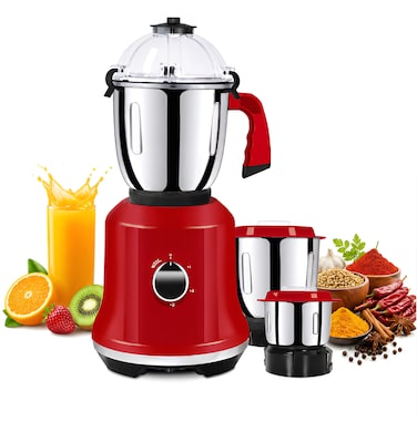 Heavy Duty Mixer Grinder 3 Jar Set Made in India   Powerful Kitchen Blender with 1.5L Liquidizer, 1.5L Stainless Steel Grinding Jar &amp; 0.5L Chutney Jar   3 Speed Control with Pulse Function