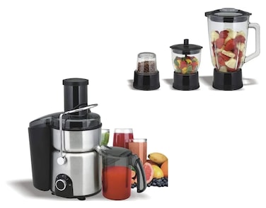 Powerful 4 in 1 Electric Juicer Blender   Fruit Juice Extractor, Mixer Grinder & Food Chopper with 2 Speed Settings   Unbreakable Jar, Multi Purpose Kitchen Blender for Fruits, Vegetables & Spices