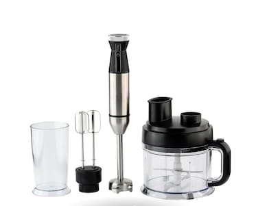 4 in 1 Handheld Blender, Immersion Stick Blender with Beater, 500ml Food Chopper, Egg Whisk &amp; Milk Frother, Stainless Steel Blade Mixer for Smoothies, Soups, Puree, Sauces &amp; Shakes