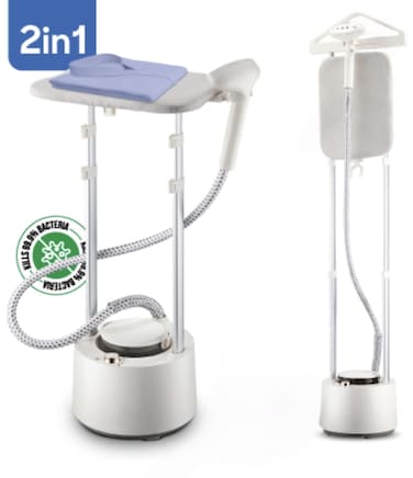 2000W Garment Steamer with 1.6L Water Tank, Standing Clothes Steamer, Fast Heat-Up in 35 Seconds, 1 Hour Continuous Steam, Stainless Steel Steam Plate, Foldable Fabric Steamer with Garment Hanger