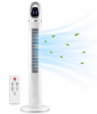 Portable and Slim 45 inch Tower Fan, Powerful Cooler, Touch Screen LED Display and Remote Control, 50W
