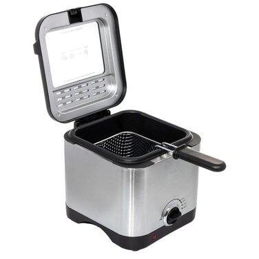 1.5L Electric Deep Fryer 900W with Digital Display, Adjustable Temperature 150-190°C, Non-Stick Oil Tank, Stainless Steel Body, Cool Touch Handle, Overheat Protection